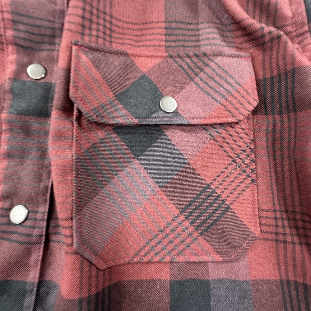 Flylow Shirt Mens Small Red Plaid Handlebar Tech Flannel Snap Front Outdoor - Picture 4 of 11
